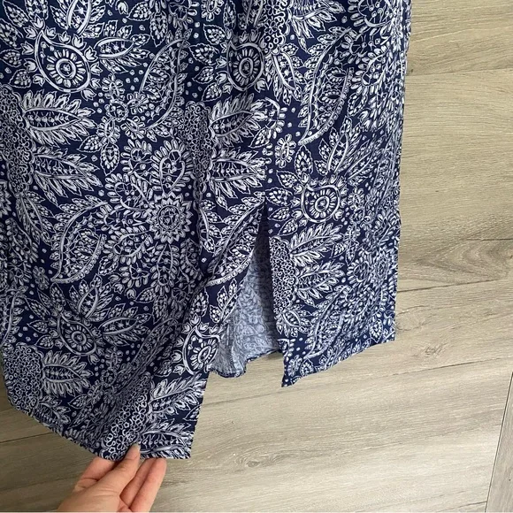 Madewell Blue and White Floral Paisley Midi Skirt sz 12 - Picture 3 of 10